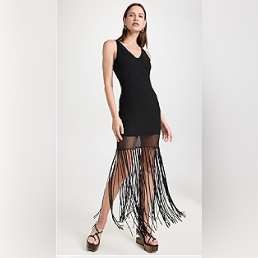 STAUD La Mer Black Fringe Dress - Picture 2 of 4